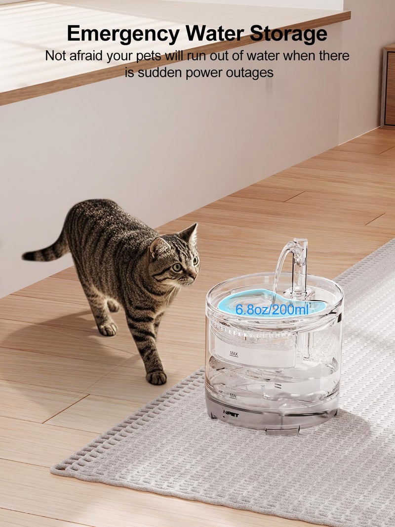 NPET Cat Drinking Fountain WF050, Brushless Ultra Quiet Pump, 1.5L Pet Fountain with Faucet Outlet, 1 Sensor Switch, 1 Filter - Image 3